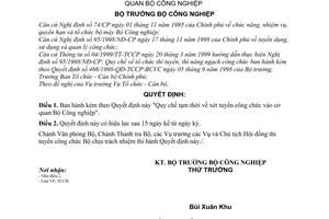 Quyết định 43/2001/QĐ-BCN Quy chế tạm thời xét tuyển công chức vào cơ quan Bộ Công nghiệp