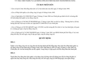 Quyết định 149/2001/QĐ-UB thực hiện nghĩa vụ lao động công ích Đà Nẵng