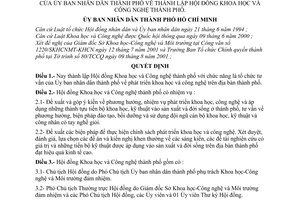 Quyết định 88/2001/QĐ-UB  thành lập Hội đồng Khoa học và Công nghệ thành phố