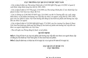 Quyết định 49/2001/QĐ-QLD danh mục mỹ phẩm ảnh hưởng đến sức khoẻ con người