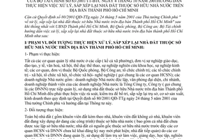 Thông tư 83/2001/TT-BTC hướng dẫn thực hiện việc xử lý, sắp xếp lại nhà đất thuộc sở hữu nhà nước trên địa bàn thành phố Hồ Chí Minh