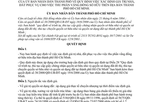 Quyết định 89/2001/QĐ-UBND xác định giá trị nhà đất phục vụ thu phần vắng đồng sở hữu trên địa bàn thành phố Hồ Chí Minh