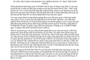 Chỉ thị 03/2001/CT-BKH thực hiện chế độ báo cáo thống kê đầu tư trực tiếp nước ngoài