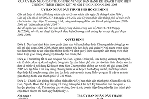 Quyết định 90/2001/QĐ-UB Kế hoạch thực hiện Chương trình chống kẹt xe nội thị giai đoạn 2001-2005