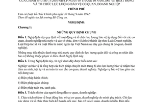 Nghị định 73/2001/NĐ-CP hoạt động và tổ chức lực lượng bảo vệ cơ quan, doanh nghiệp