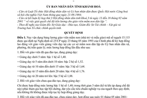 Quyết định 3562/2001/QĐ-UB  áp dụng chế độ tiền lương giáo viên mầm non