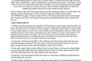 Thông tư 2461/2001/TT-BNG chính sách người Việt Nam ở nước ngoài do Bộ Ngoại giao ban hành, để hướng dẫn thực hiện Quyết định 114/2001/QĐ-TTg