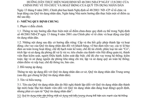 Thông tư 09/2001/TT-NHNN tổ chức và hoạt động của Quỹ tín dụng nhân dân để hướng dẫn thực hiện Nghị định 48/2001/NĐ-CP