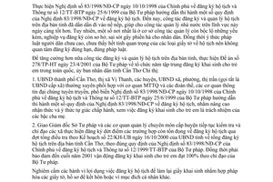 Chỉ thị 25/2001/CT-UB tăng cường công tác đăng ký quản lý hộ tịch Cần Thơ