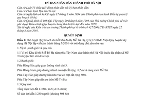 Quyết định 83/2001/QĐ-UB phê duyệt Quy hoạch chi tiết Khu đô thị mới Mễ Trì Hạ, tỷ lệ 1/500