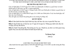 Quyết định 839/2001/QĐ-BTS Quy chế làm việc cơ quan Bộ Thuỷ sản