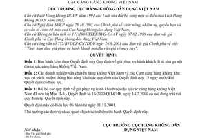 Quyết định 21/2001/QĐ-CHK giá Phục vụ hành khách đi từ nhà ga nội địa tại Cảng hàng không Việt Nam