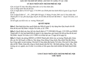 Quyết định 86/2001/QĐ-UB điều lệ quản lý xây dựng theo Quy hoạch chi tiết khu đô thị mới Mỹ Đình 1 - Huyện Từ Liêm, tỷ lệ 1/500