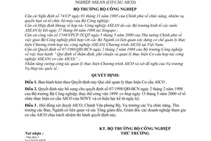 Quyết định 46/2001/QĐ-BCN Qui chế quản lý thực hiện Cơ cấu hợp tác công nghiệp