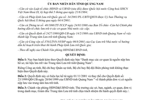 Quyết định 47/2001/QĐ-UB danh mục cơ quan là nguồn nộp lưu hồ sơ tài liệu Quảng Nam