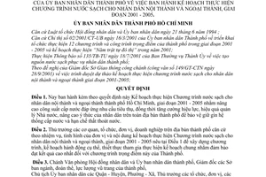 Quyết định 93/2001/QĐ-UB Kế hoạch thực hiện Chương trình nước sạch cho nhân dân nội ngoại thành giai đoạn 2001 - 2005