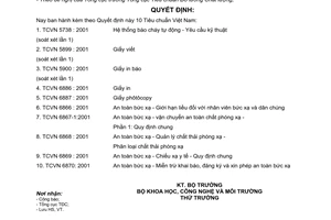 Quyết định 54/2001/QĐ-BKHCNMT Tiêu chuẩn Việt Nam