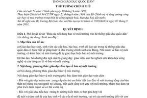 Quyết định 1363/QĐ-TTg phê duyệt đề án ''Đưa các nội dung bảo vệ môi trường vào hệ thống giáo dục quốc dân''