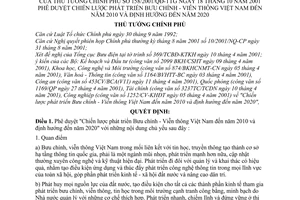 Quyết định 158/2001/QĐ-TTg phê duyệt chiến lược phát triển Bưu chính - viễn thông Việt Nam đến năm 2010 định hướng đến năm 2020