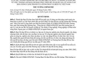 Quyết định 159/2001/QĐ-TTg thành lập Ban chỉ đạo đề án quốc gia nâng cao khả năng cạnh tranh hàng hoá dịch vụ Việt Nam