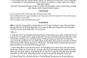 Nghị định 74/2001/NĐ-CP cơ quan đại diện nước CHXHCN Việt Nam ở nước ngoài để bổ sung Điều 14 Nghị định 183/CP