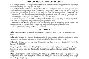 Quyết định 882/2001/QĐ-TCBĐ bộ đơn giá xây dựng cơ bản chuyên ngành Bưu điện