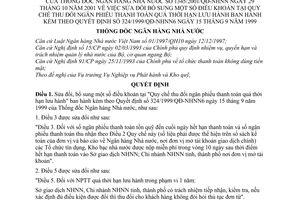 Quyết định 1345/2001/QĐ-NHNN Quy chế thu hồi ngân phiếu thanh toán quá thời hạn sửa đổi Quyết định 324/1999/QĐ-NHNN6
