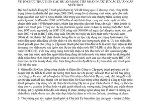 Chỉ thị 30/2001/CT-UB  tổ chức thực hiện Dự án mạng tiếp nhận nước từ Dự án cấp nước BOT