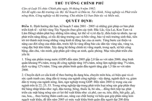 Quyết định 168/2001/QĐ-TTg định hướng dài hạn, kế hoạch 5 năm 2001-2005 giải pháp phát triển kinh tế xã hội vùng Tây Nguyên