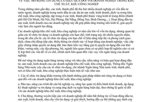 Chỉ thị 07/2001/CT-NHNN mở rộng tín dụng hiệu quả doanh nghiệp khu chế xuất, khu công nghiệp