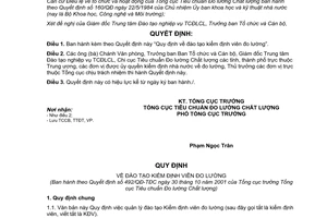 Quyết định 492/QĐ-TĐC đào tạo kiểm định viên đo lường