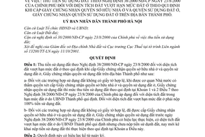 Quyết định 101/2001/QĐ-UB thu tiền sử dụng đất theo Nghị định 38/2000/NĐ-CP diện tích đất vượt hạn mức đất ở khi cấp giấy chứng nhận quyền sử dụng