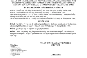 Quyết định 101/2001/QĐ-UB bãi bỏ văn bản pháp luật hết hiệu lực từ 01/01/1997 đến 31/12/1999