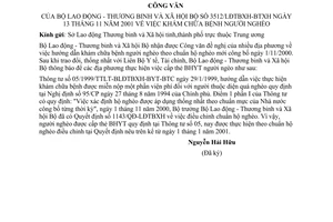 Công văn 3512/LĐTBXH-BTXH khám chữa bệnh người nghèo