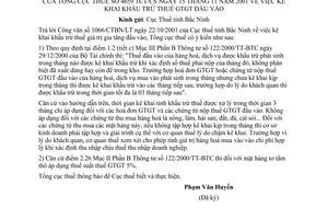 Công văn 4659/TCT-CS kê khai khấu trừ thuế giá trị gia tăng đầu vào