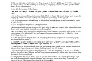 Công văn 4265/UB-ĐT giải quyết vấn đề trong công tác quản lí, sử dụng đất nông nghiệp