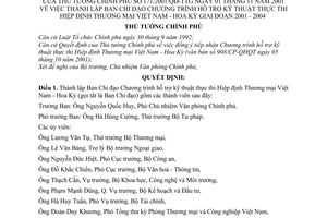 Quyết định 171/2001/QĐ-TTg thành lập Ban chỉ đạo hỗ trợ kỹ thuật thực thi Hiệp định Thương mại Việt Nam - Hoa Kỳ giai đoạn 2001-2004