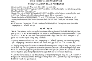 Quyết định 102/2001/QĐ-UB giao bổ sung nhiệm vụ, quyền hạn cho Ban quản lý khu Công nghiệp và Chế xuất Hà Nội