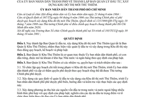 Quyết định 103/2001/QĐ-UB thành lập Ban Quản lý đầu tư, xây dựng Khu đô thị mới Thủ Thiêm