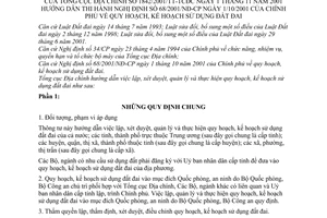 Thông tư 1842/2001/TT-TCĐC  quy hoạch, kế hoạch sử dụng đất đai để hướng dẫn thi hành Nghị định 68/2001/NĐ-CP