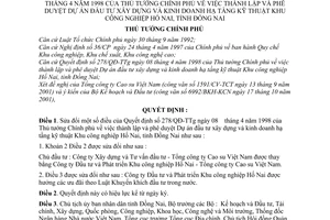 Quyết định 1415/QĐ-TTg lập phê duyệt dự án đầu tư xây dựng kinh doanh hạ tầng kỹ thuật khu công nghiệp Hố Nai tỉnh Đồng Nai sửa đổi QĐ 278/QĐ-TTg