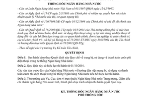 Quyết định 1379/2001/QĐ-NHNN Quy chế trang bị, sử dụng và thanh toán cước phí