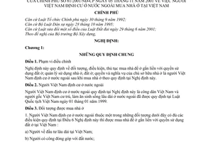 Nghị định 81/2001/NĐ-CP người Việt Nam định cư ở nước ngoài mua nhà tại Việt Nam