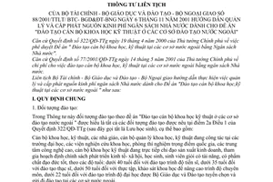 Thông tư liên tịch 88/2001/TTLT-BTC-BGDĐT-BNG quản lý cấp phát nguồn kinh phí ngân sách Nhà nước Đề án Đào tạo cán bộ khoa học kỹ thuật nước ngoài