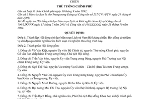 Quyết định 1431/QĐ-TTg thành lập Hội đồng chỉ đạo biên soạn Lịch sử Nam Bộ kháng chiến