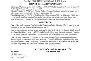 Quyết định 1389/2001/QĐ-NHNN thành lập Công ty quản lý nợ và khai thác tài sản thuộc ngân hàng thương mại