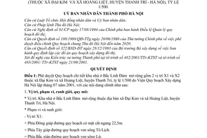 Quyết định 107/2001/QĐ-UB phê duyệt Quy hoạch chi tiết khu nhà ở Bắc Linh Đàm mở rộng xã Đại Kim Hoàng Liệt huyện Thanh Trì -Hà Nội tỷ lệ 1/500