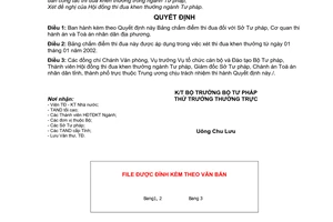 Quyết định 437/2001/QĐ-BTP Bảng chấm điểm thi đua đối với Sở Tư pháp, cơ quan thi hành án Toà án nhân dân địa phương