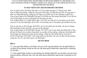 Quyết định 110/2001/QĐ-UB bổ sung nhiệm vụ tìm kiếm cứu nạn cho Ban chỉ huy phòng chống lụt bão các cấp Chính quyền của thành phố Hồ Chí Minh