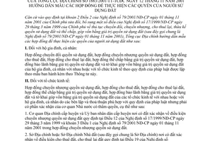 Thông tư 1883/2001/TT-TCĐC hướng dẫn các hoạt động để thực hiện các quyền của người sử dụng đất